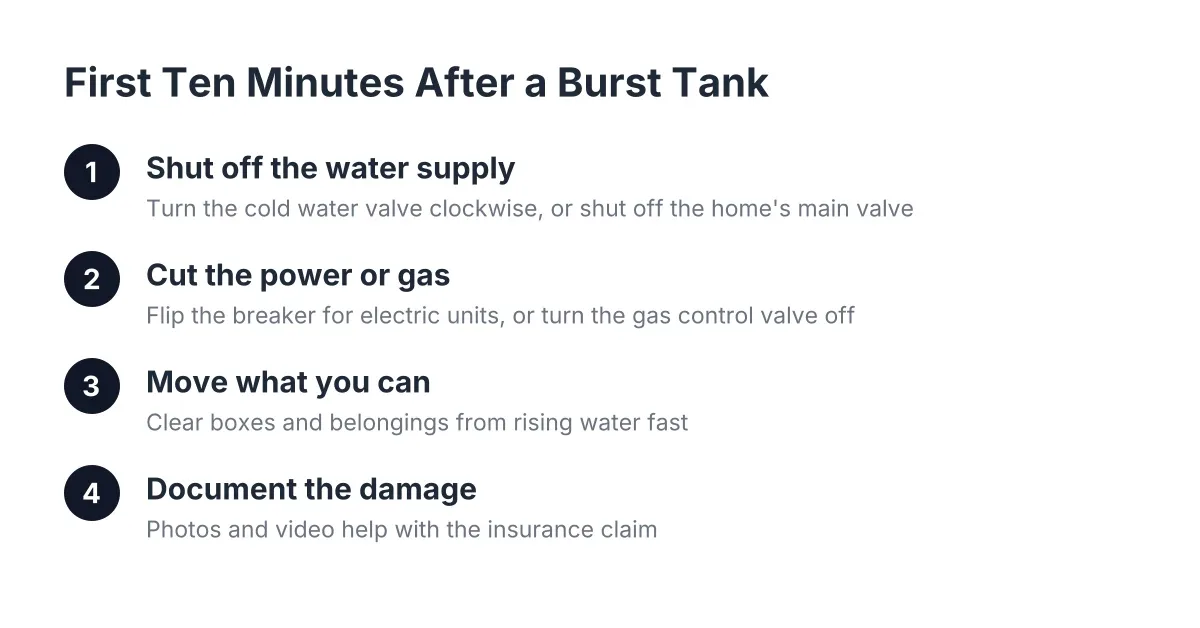 water heater burst steps